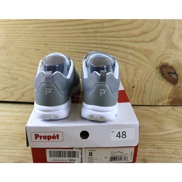 New Propet Sneakers Womens 8 Gray Silver Travelactiv Lace Up - Picture 3 of 7